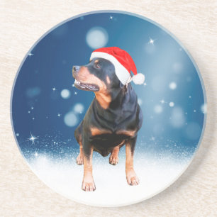 Posavasos Navidades de perro de Cute Rottweiler