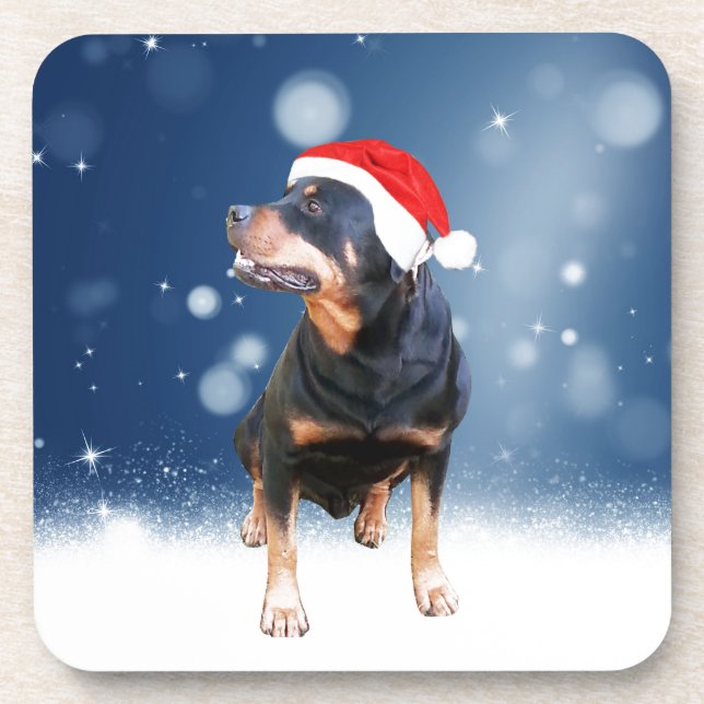 Posavasos Navidades de perro de Cute Rottweiler (Frente)