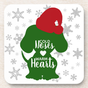 Posavasos Navidades de perro Mascota lindo Santa Hats luces