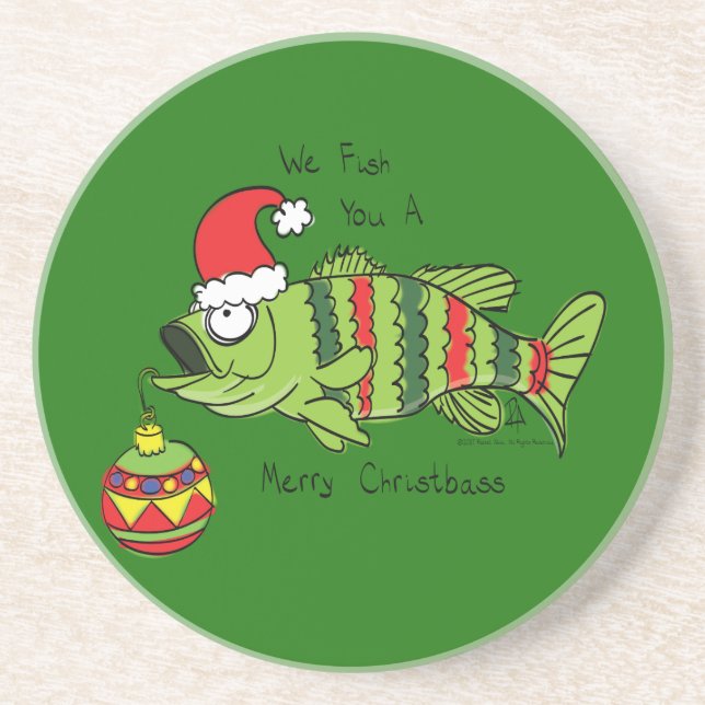 Posavasos Navidades de pesca divertidos Personalizado de pes (Frente)