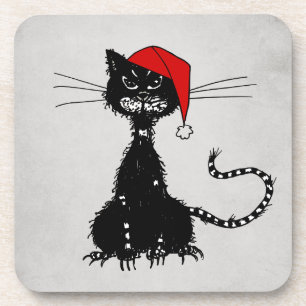 Posavasos Navidades de punk: Gato con Gótico de Santa Hat