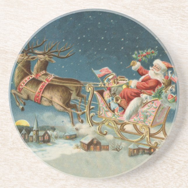 Posavasos Navidades de Santa Claus Renos de la Antigüedad de (Frente)