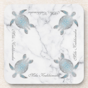 Posavasos Navidades de Sea Turtles Marble Mele Kalikimaka 