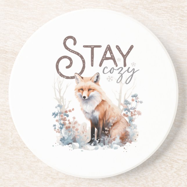 Posavasos Navidades de Stay Cosy Woodland Fox (Frente)