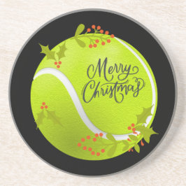 Posavasos Navidades de tenis con pelota de tenis y Santa