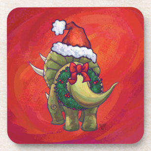 Posavasos Navidades De Triceratops En Rojo