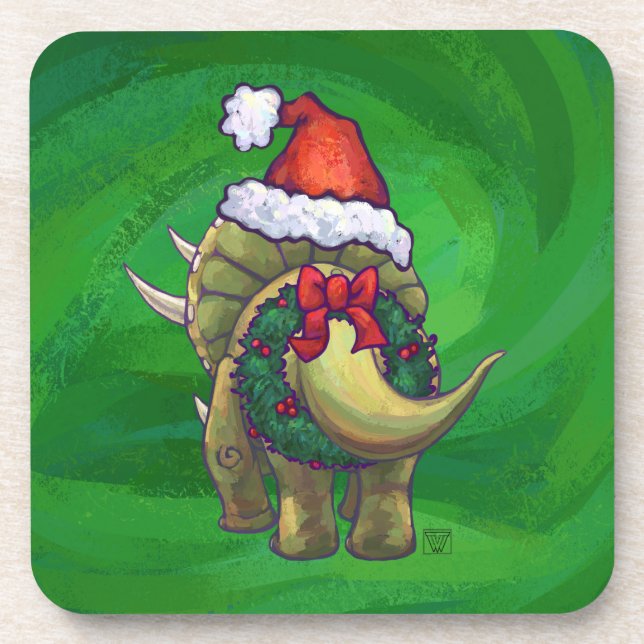 Posavasos Navidades de Triceratops Green (Frente)