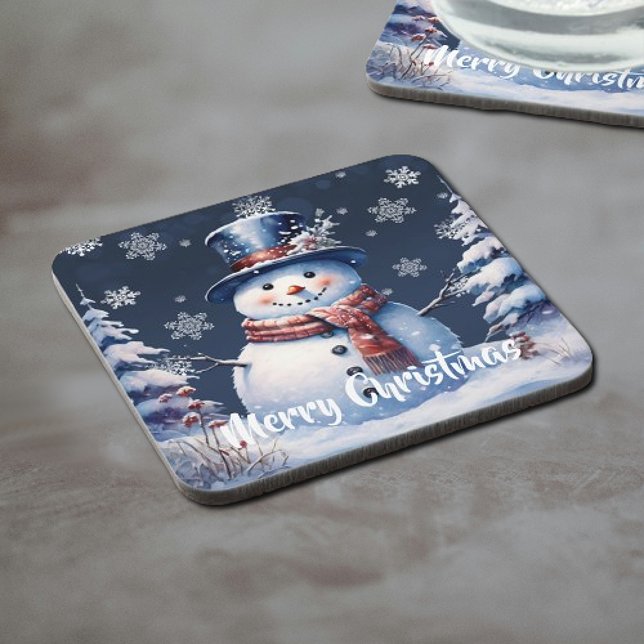 Posavasos Navidades de Winter Forest Snowman (Winter Forest Snowman Christmas Beverage Coaster)