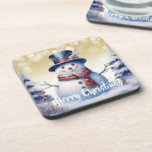 Posavasos Navidades de Winter Forest Snowman   Oro