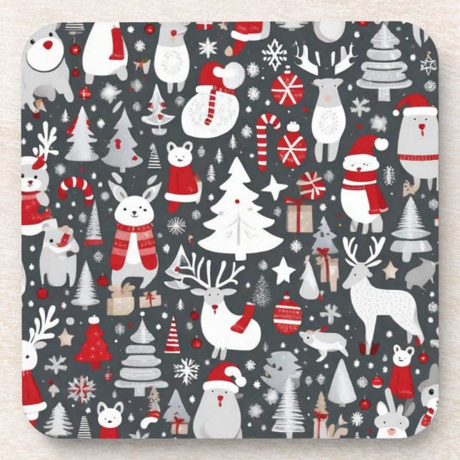 Posavasos Navidades decoran santa arboles de nieve con decor (Frente)