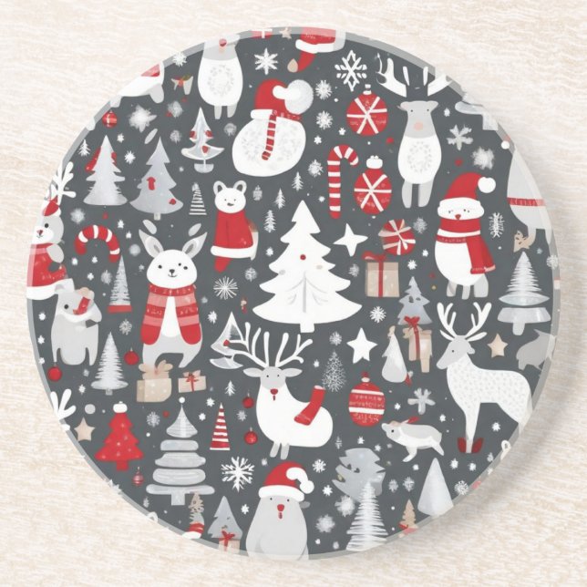 Posavasos Navidades decoran santa arboles de nieve con decor (Frente)