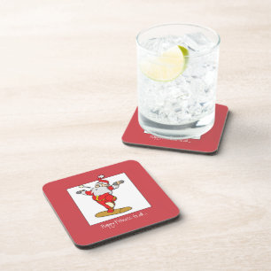 Posavasos Navidades del ejercicio de fitness feliz con Santa