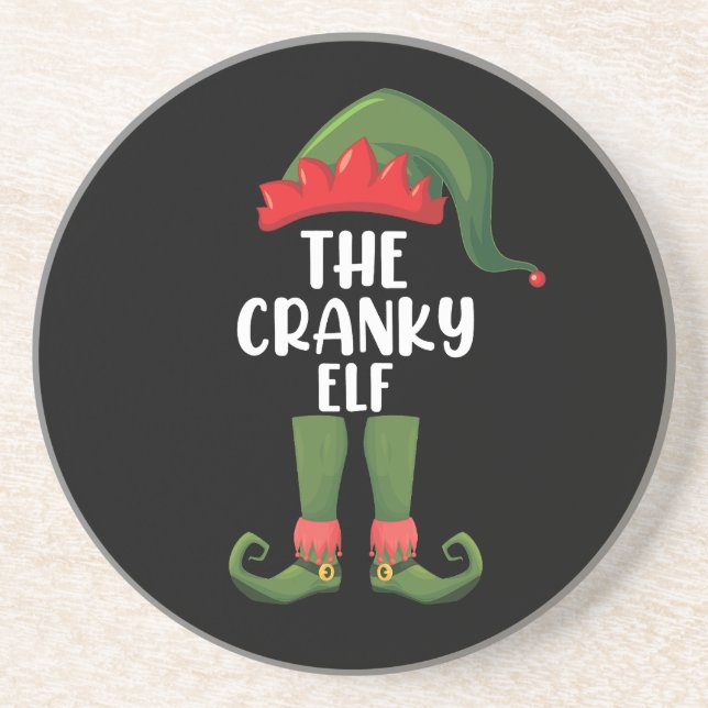 Posavasos Navidades del grupo de coincidencia Cranky Elf (Frente)