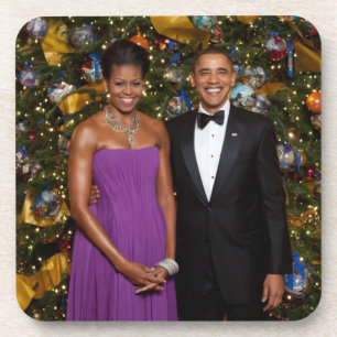 Posavasos Navidades del presidente Barack Obama y Michelle