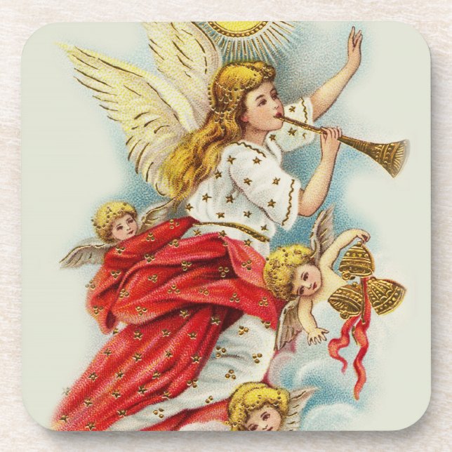 Posavasos Navidades desea ángeles (Frente)