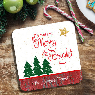 Posavasos Navidades Días Ser Un Árbol Brillante Nombre Estre