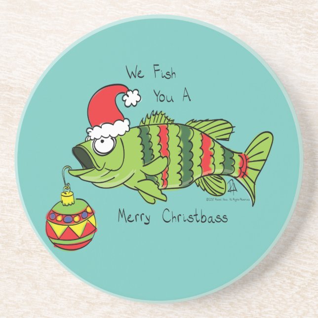 Posavasos Navidades divertidos Personalizado de pescado de p (Frente)