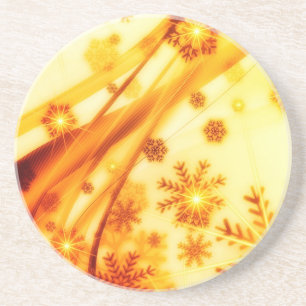 Posavasos Navidades dorados copos de nieve