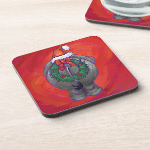 Posavasos Navidades Elefantes En Rojo
