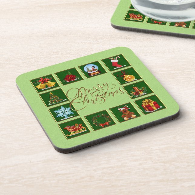 Posavasos Navidades Elementos Lime Green Coaster (Lado Izquierdo)