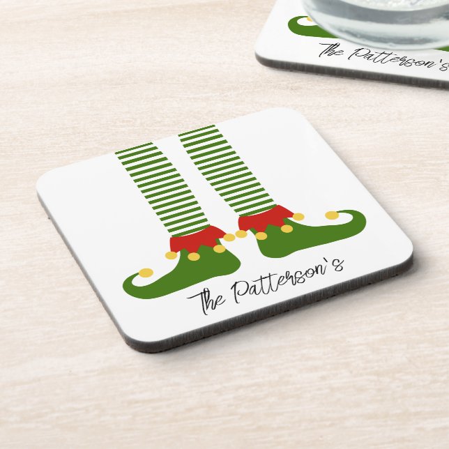 Posavasos Navidades Elf Holiday Booties NOMBRE Diversión fes (Lado Izquierdo)