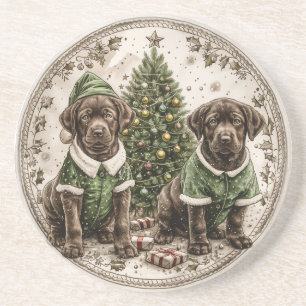 Posavasos Navidades Elf Labrador Recuperador Cachorro