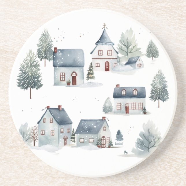 Posavasos Navidades escandinavos decoran casas acuáticas (Frente)