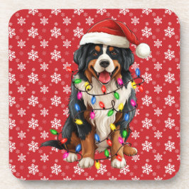 Posavasos Navidades felices Bernese Mountain Dog Santa Hat