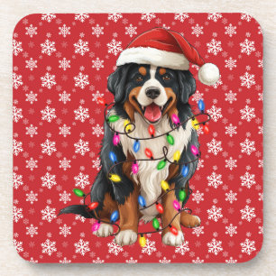 Posavasos Navidades felices Bernese Mountain Dog Santa Hat