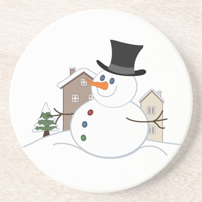 Posavasos Navidades felices Ilustracion Snowman (Frente)