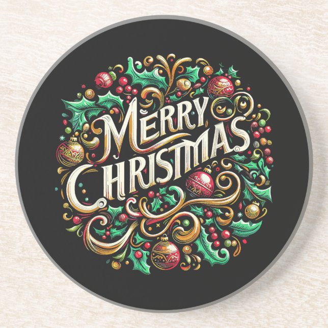 Posavasos Navidades Feliz fiesta navideña (Frente)