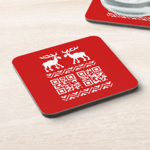 Posavasos ¡Navidades feos sudan el código QR Feliz Año Nuevo