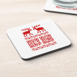 Posavasos ¡Navidades feos sudan el código QR Feliz Año Nuevo