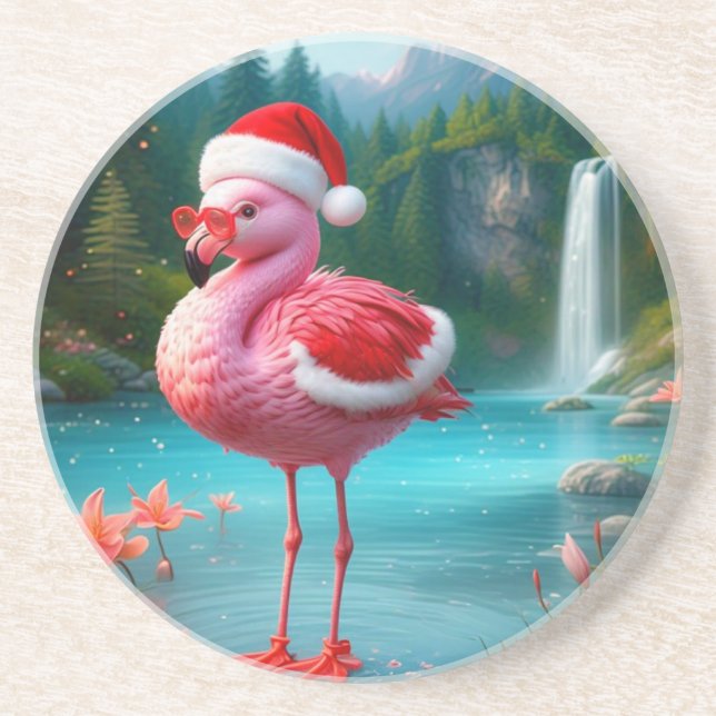 Posavasos Navidades Flamingo Como Santa Claus-47475 (Frente)