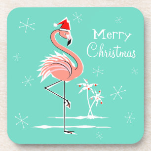 Posavasos Navidades Flamingo Feliz Navidad plástico