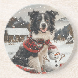 Posavasos Navidades Fronteriza Perro de Collie Snowman
