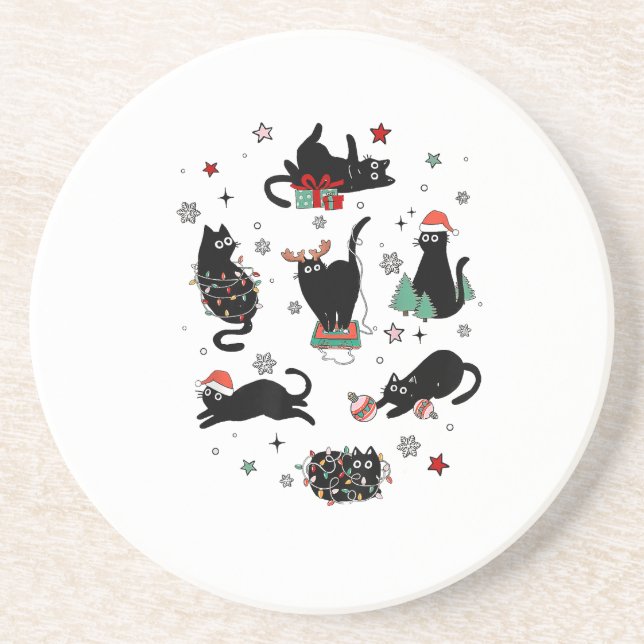 Posavasos Navidades Gatos Negros (Frente)