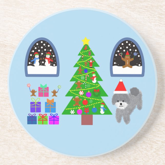 Posavasos Navidades Gray Poodle #4 (Frente)