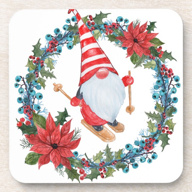 Posavasos Navidades hacen montaña rusa con Gnome y Wreath (Frente)