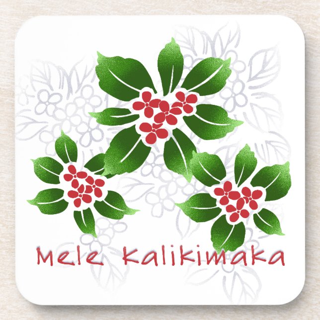 Posavasos Navidades hawaianos Holly Mele Kalikimaka Rojo (Frente)