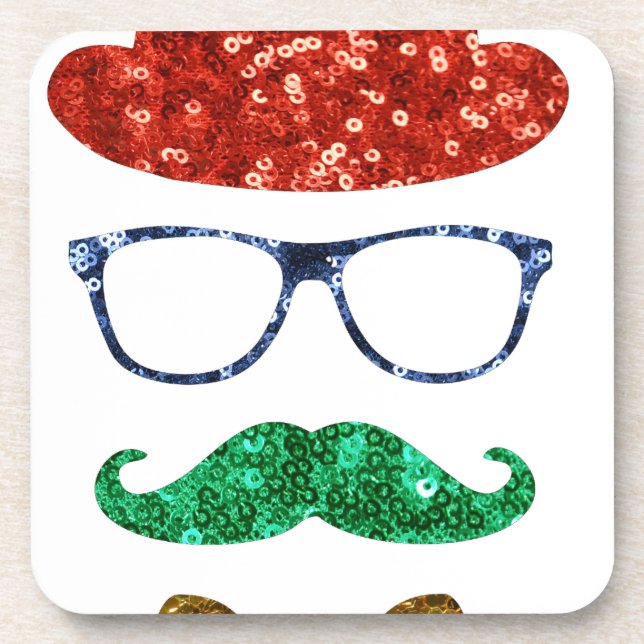 Posavasos navidades hipster bigote (Frente)