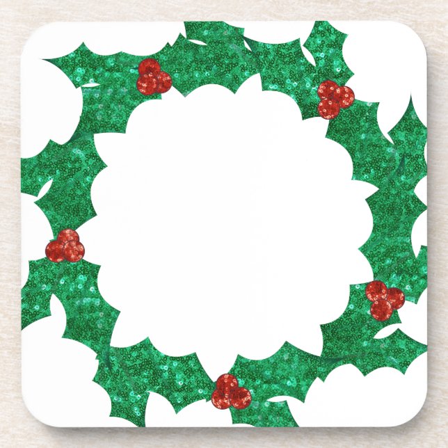 Posavasos navidades holly wreath (Frente)