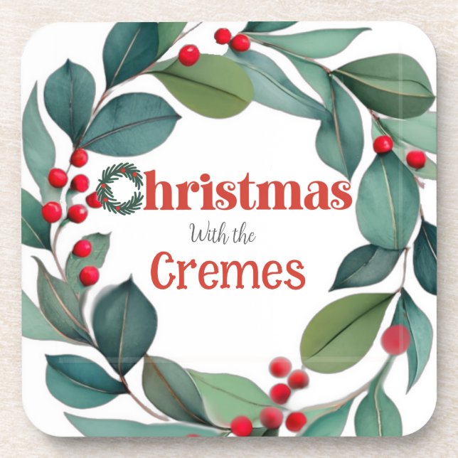 Posavasos Navidades Holly wreath Cojín decorativo (Frente)