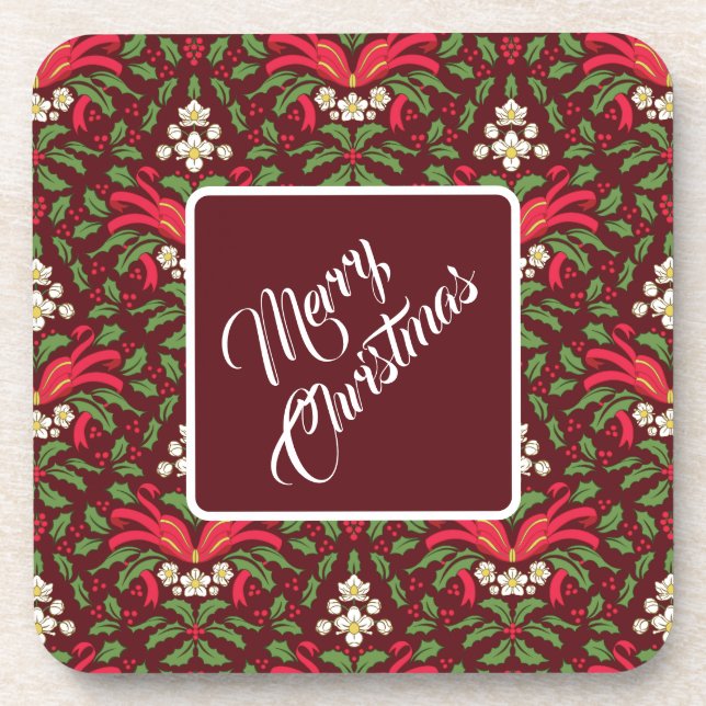 Posavasos Navidades Holly y Berries con caja roja (Frente)