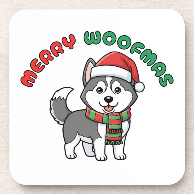 Posavasos Navidades Husky Coaster: Merry Woofmas (Frente)
