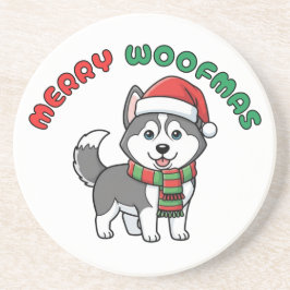 Posavasos Navidades Husky Coaster: Merry Woofmas