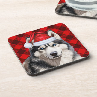 Posavasos Navidades Husky Dog Búfalo Rojo Jugado vacaciones