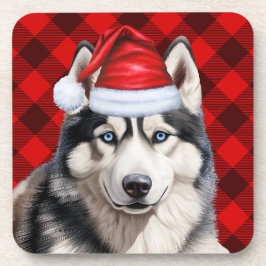 Posavasos Navidades Husky Dog Búfalo Rojo Jugado vacaciones