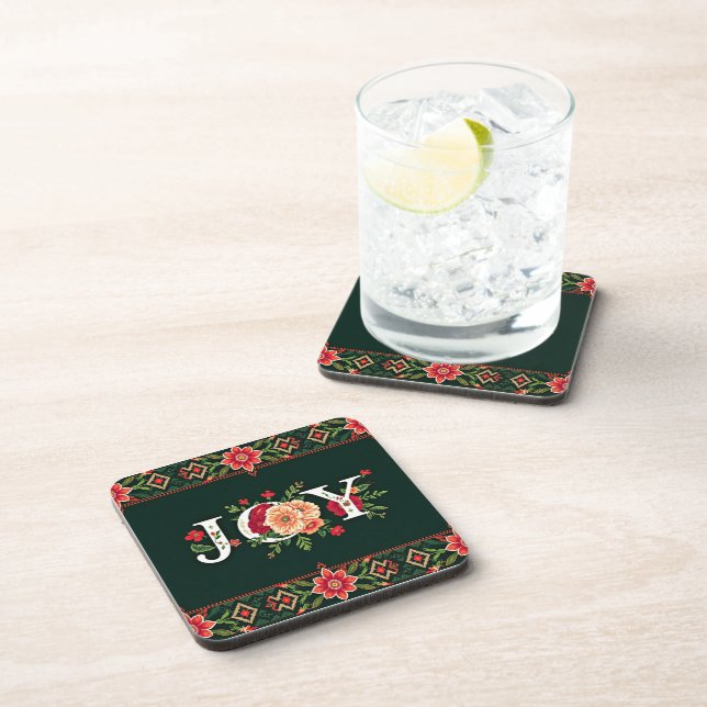 Posavasos NAVIDADES JOY frontera floral (Lado Derecho)