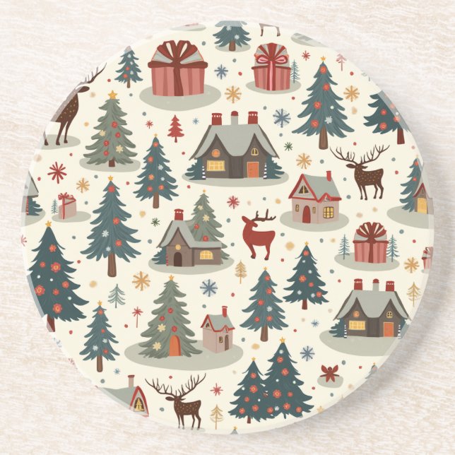 Posavasos navidades lindos Sandstone Coaster (Frente)